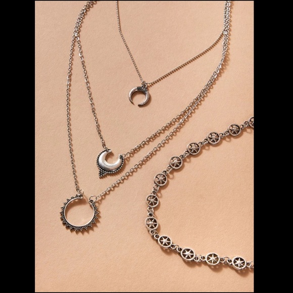 LAST ONE 2 pc Rustic Crescent Layered Necklace - Picture 3 of 5